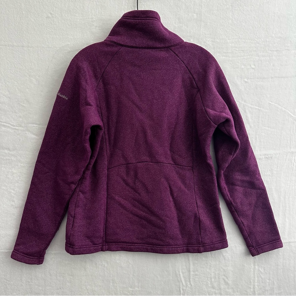 Columbia Fleece Pullover Women’s M Purple Quarter Button Sweatshirt Cozy Pocket - Picture 2 of 9